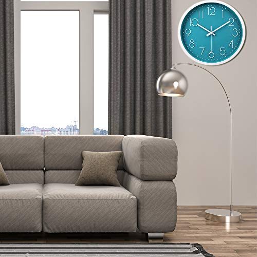 image for jomparis 12 Inch Silent Non-Ticking Battery Operated Round Turquoise W