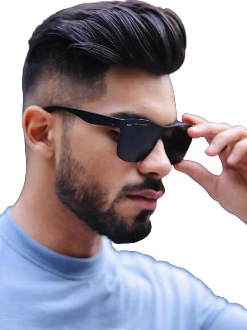 imszz Stylish Men & Women Retro Square Sunglasses | UV protection & Lightweight | TR 90 Full-frame Sunglasses (Black)-picture-40