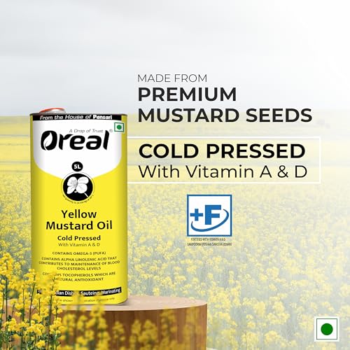 Image of Oreal Yellow mustard 5 Litres can, cold pressed unrefined mustard | Pili sarso cooking Oil (From the House of Pansari)
