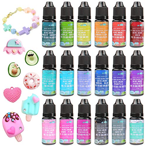 Résine UV pastel FUNSHOWCASE 18 couleurs pour bijoux et créations DIY