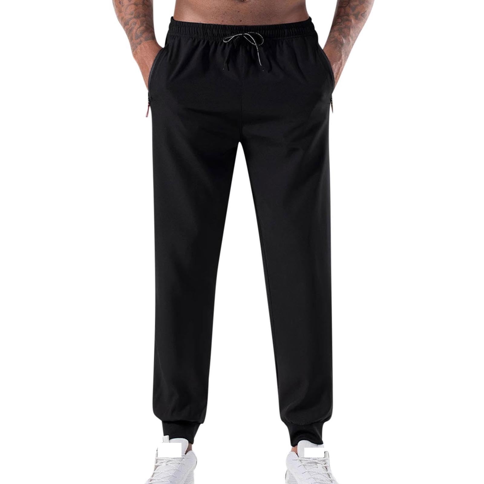 NATHGAM Mens Sweatpants with Zipper Pockets Loose Fit Elastic Bottom Quick Dry Joggers Track Training Running Workout Pants