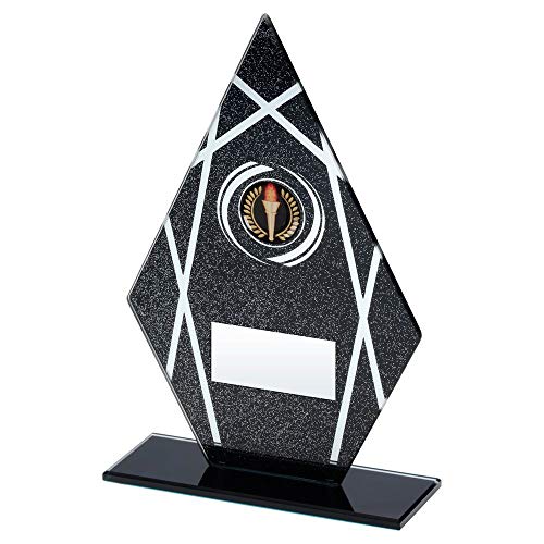 Lapal Dimension Trophée en Verre imprimé Diamant avec Insert de pêche Noir/argenté 18,5 cm