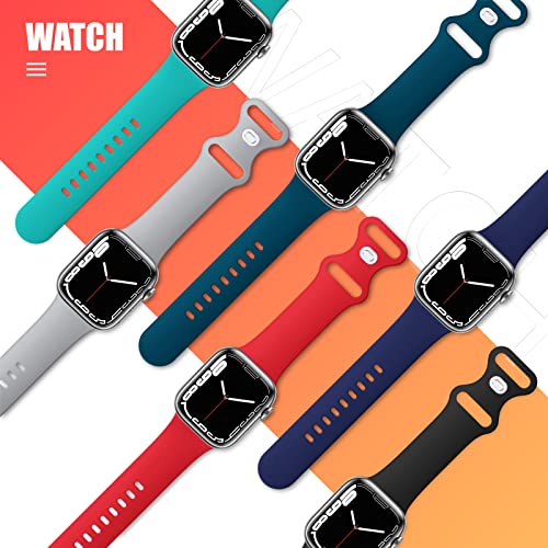 Image of (6 Packs) Sport Bands Compatible with Apple Watch Band 38mm 40mm 41mm 42mm 44mm 45mm 46mm 49mm Silicone iWatch Band Ultra 3 2 1 SE Series 11 10 9 8 7 6 5 4 3 2 1 Women Men