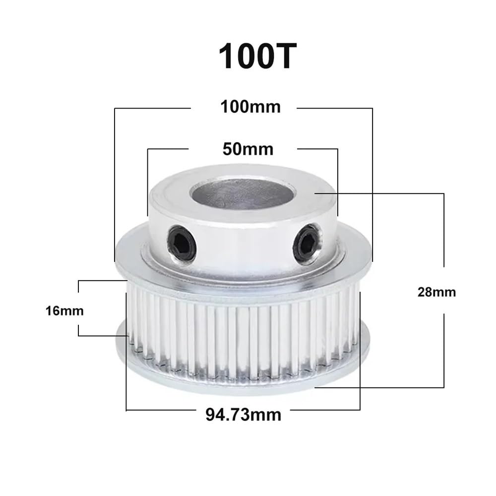 Polea de distribución 80-150T, rueda síncrona de aleación de aluminio, diámetro interior de 8-30mm | 12mm-keyway 4x1.8mm,120 Teeth,16mm (for belt 15mm)