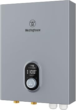 Westinghouse 27kW 240V Tankless Water Heater Electric, Instant Hot Water Heater, On Demand Hot Water, Smart WiFi Control, Compatible with Alexa & Google Home, Gray