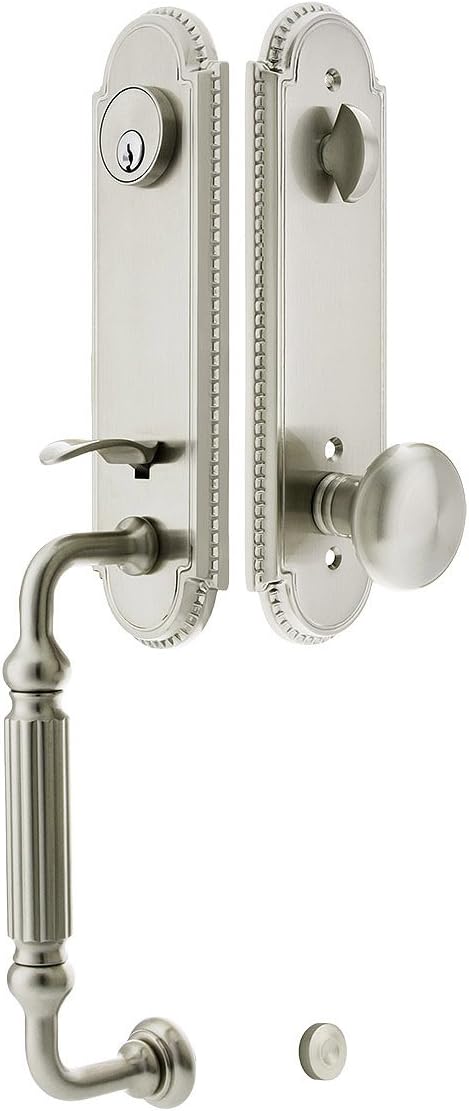 Emtek Orleans Style Tubular Handleset in Satin Nickel with Providence Knobs and 2 3/8" Backset