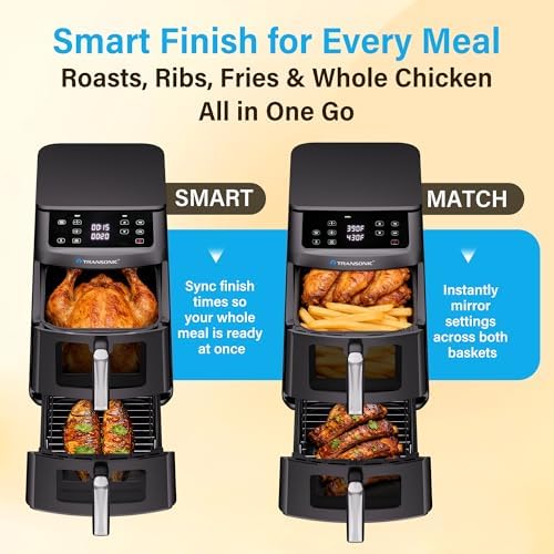 Non-stick basket interior and included double-layer rack