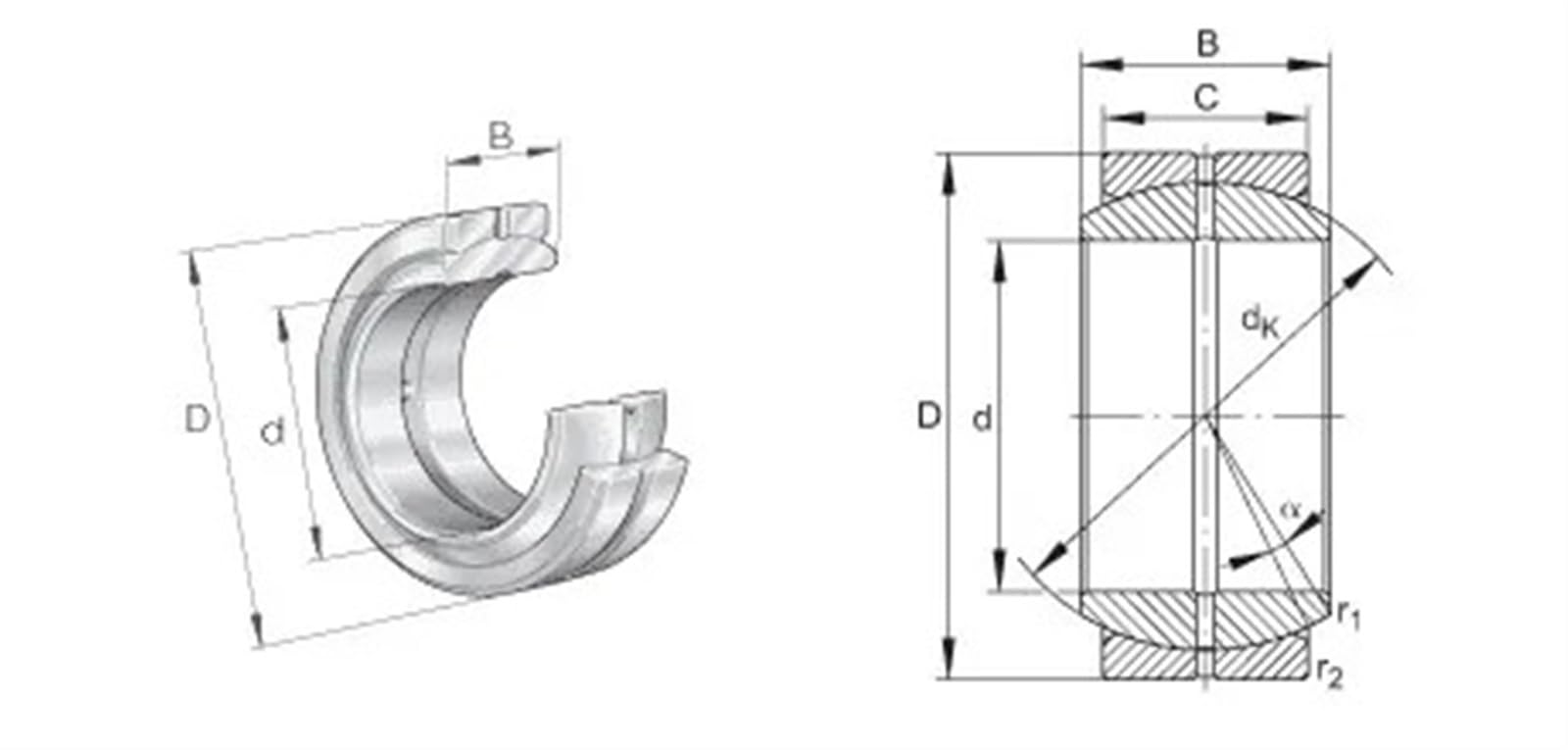 2 Cuscinetti Sferici GE10C - 10mm X 19mm X 9mm - Acciaio Per Rulli Industriali