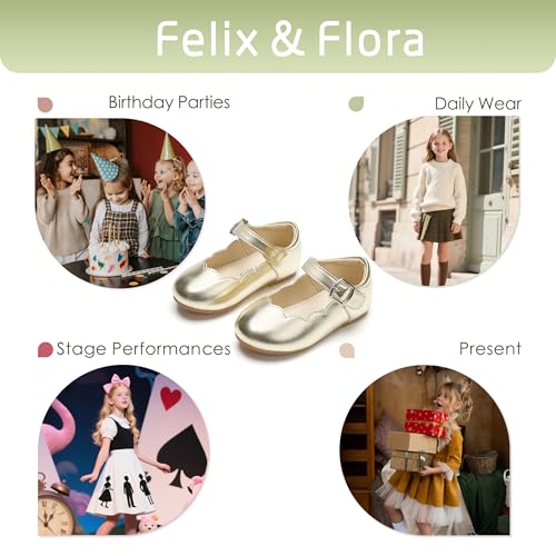 Image of Felix & Flora Toddler Flower Girl Dress Shoes - Baby Girl Ballet Mary Jane Flats for Party School Wedding