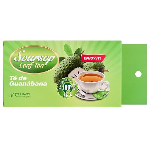 Té de hoja de guanábana  15 bolsas de té  100% polvo de hoja de granola  Té de Guanábana  Té de hierbas antioxidantes naturales para relajación,