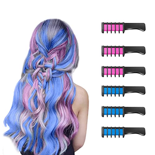 6 Stück Haarkreide Kamm Temporäre Färben HaarfarbeKamm Auswaschbar Ungiftig Perfektes für Mädchen Erwachsene Party Geschenk Halloween Erntedankfest Weihnachten Neujahr Cosplay(Rosa+Blau) 6 Stück Haarkreide Kamm Temporäre Färben HaarfarbeKamm Auswaschbar Ungiftig Perfektes für Mädchen Erwachsene Party Geschenk Halloween Erntedankfest Weihnachten Neujahr Cosplay(Rosa+Blau)