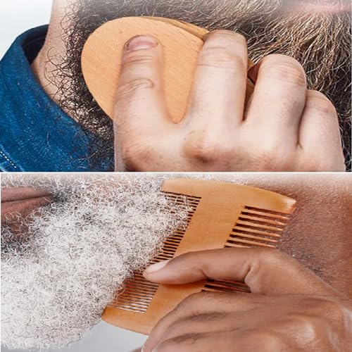 Bartkamm & Bartbürste Set,Bartbürste mit Wildschweinborsten,Bartkamm für Männer,Bart Bürste aus Holz und Bartkamm,Beard Comb,Beard Brush for Men,Bartpflegewerkzeug für Männer Reise Tägliche Bartpflege