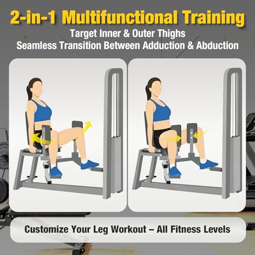 Image of Commercial Hip Adduction Abduction Machine, Inner & Outer Thigh Exercise Equipment with Adjustable Weight Stack, Commercial Grade Home Gym Fitness Machine for Glutes, Hips & Leg Strength Training