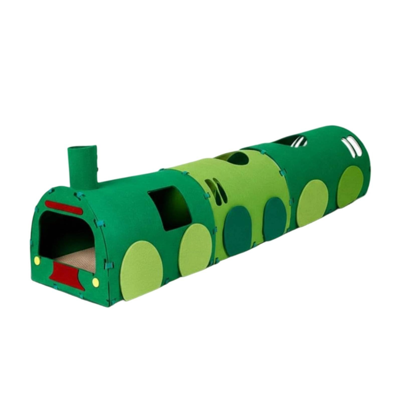 F Fityle para Gatos Tren Refugio Modular Casa para Gatos Juguete Interactivo Estructura Expandible Hecho para Permitir el Juego y Adecuado para Hogares con Gatos, Tren Verde Principal