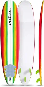 Wavestorm 8ft Surfboard // Foam Wax Free Soft Top Longboard for Adults and Kids of All Levels of Surfing, Multicolor