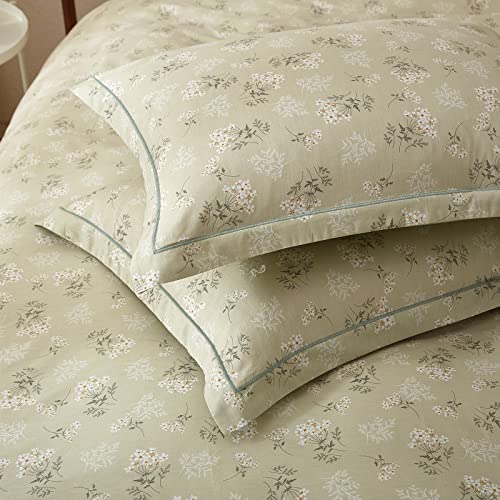 Vclife Boho Floral Duvet Cover Cotton Twin Duvet Cover With Zipper, Modern Sage Green Beige Tan Pattern Duvet Cover Sets, 1 Twin Beige Floral Duvet Cover And 2 Pillow Covers, Super Soft, Easy Care #TOP6