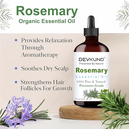 Image of Rosemary Essential Oil For Hair Growth for Women & Men | Reduce Acne| Moisturize Skin | For All Skin & Hair Types (30 ml)