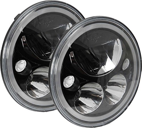 Vision X 9895642 Black Chrome 5.75" Face Round Vortex LED Headlight with Low-High Halo, 2 Pack