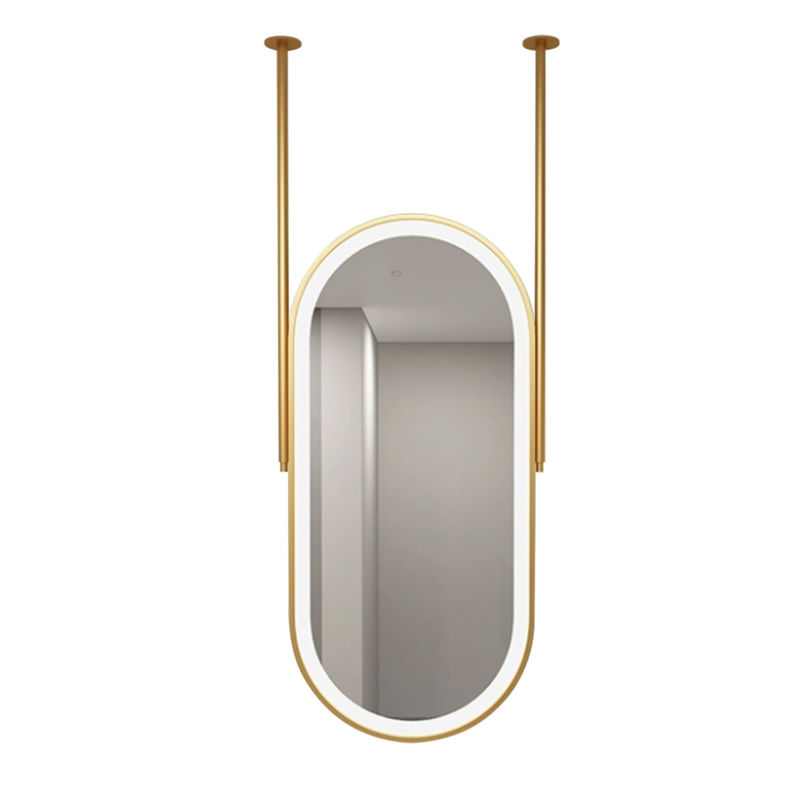 GLJTUO Oval LED Mirror for Bathroom Hanging Rod Mirror,Wall Mounted Vanity Makeup with Lights,Metal Framed Decorative Glass Restroom, Entrance, Shop, Hotel,size_name-40L x 60W cm
