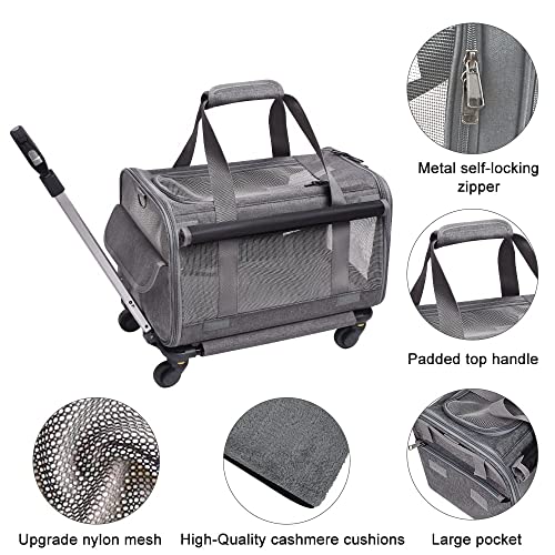 GJEASE Airline Approved Pet Carrier with Wheels for Small Pets up to 18 Pounds,Pet Rolling Carrier with Durable Handle and Flexible Wheels,Breathable Durable Mesh Panels GJEASE Airline Approved Pet Carrier with Wheels for Small Pets up to 18 Pounds,Pet Rolling Carrier with Durable Handle and Flexible Wheels,Breathable Durable Mesh Panels