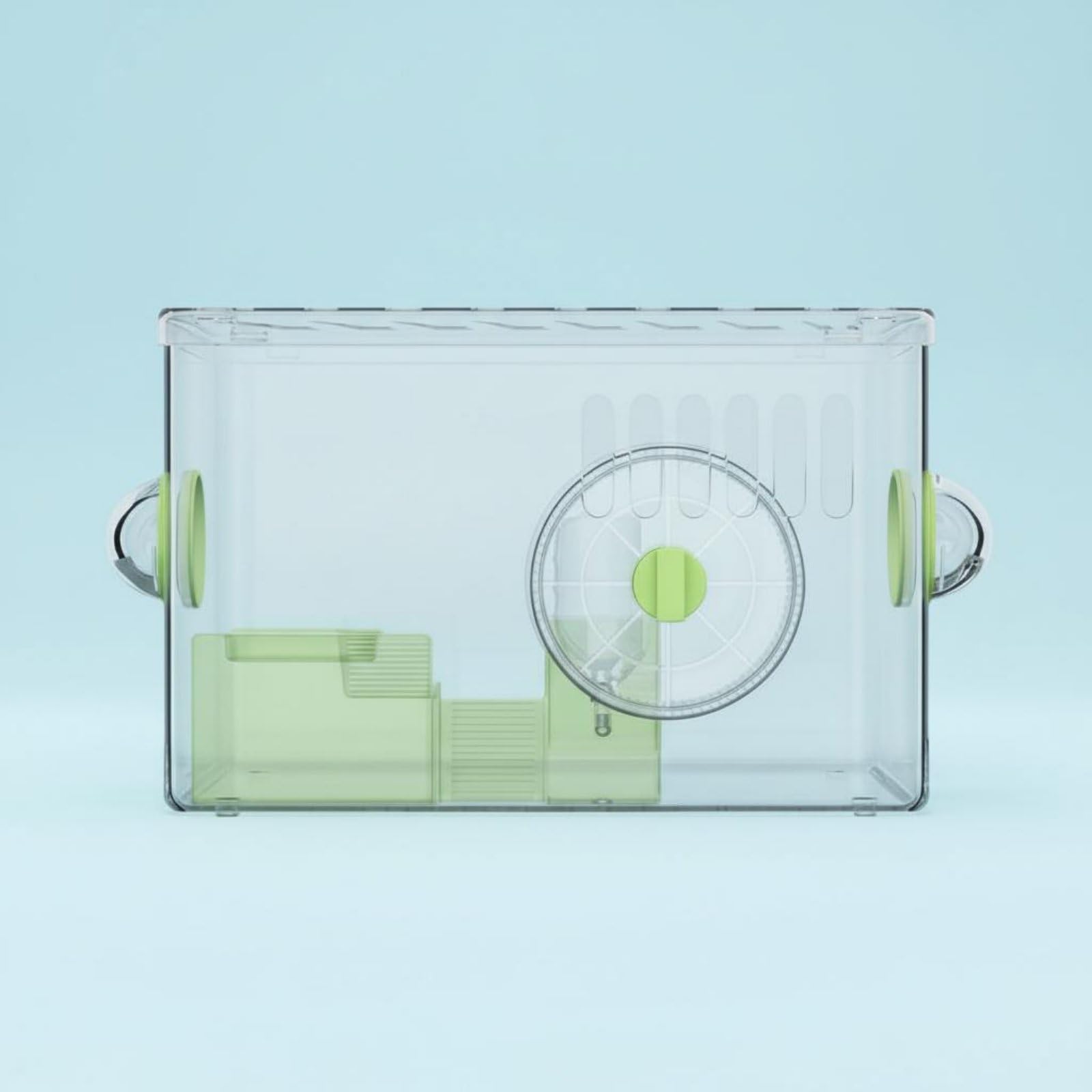 Jaula para Hámster Transparente Acrílica con Expandible Kit de Accesorios Incluido como Rueda Botella y Comedero Fácil de Limpiar Adecuada para, Azul, Rueda+Grande+2+Capas