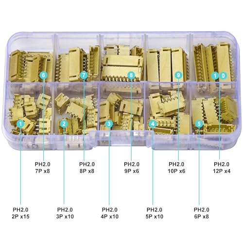 Kit de conectores JST PH2.0 SMT ángulo recto 85 piezas miniatura 2