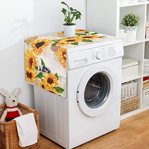 Coldinair Vintage Sunflower Print Refrigerator Dust Cover Washing Machine With Storage Pockets Bags Fridge Dust Cover Oven Cover #TOP4