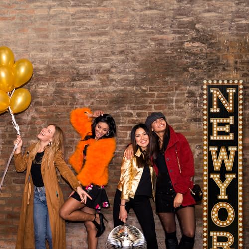 Image of Colingmill 6.6 ft New York Marquee Column Cardboard Stand up Cutout New York Themed Party Decoration Life Size Photo Props for NYC Patriotic Themed Party Sign Backdrop