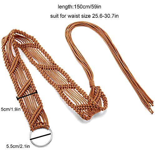 Ayliss Women Woven Waist Belt Cotton Crochet Summer Beach Handwoven Rope Braided Skinny Dress Belt Fashion Bohemian Beads2