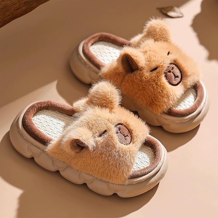 Capybara Slippers for Women Girls 5 PCS Socks Kawaii Fluffy Indoor House Shoes Cute Capybara Pattern Cozy Fuzzy Open Toe Slides2