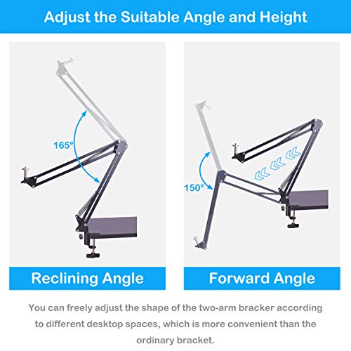 uunumi Webcam Stand,28" Webcam Camera Clamp Mount Adjustable Desktop Suspension Boom Scissor Tripod Stand Built-in 1/4" Screw Flexible Long Arm... - Image 5