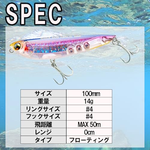 DUEL (デュエル) ルアー L-ブルー クイックドッグペンシル 100mm フローティング【 釣具 釣り具 海釣り シーバス 】 F1225-HRHレッドヘッド 4枚目