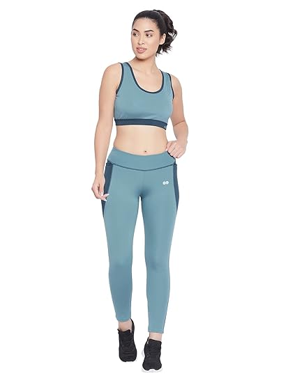 Women's Snug Fit Activewear Ankle Length Tights with Pocket in Blue
