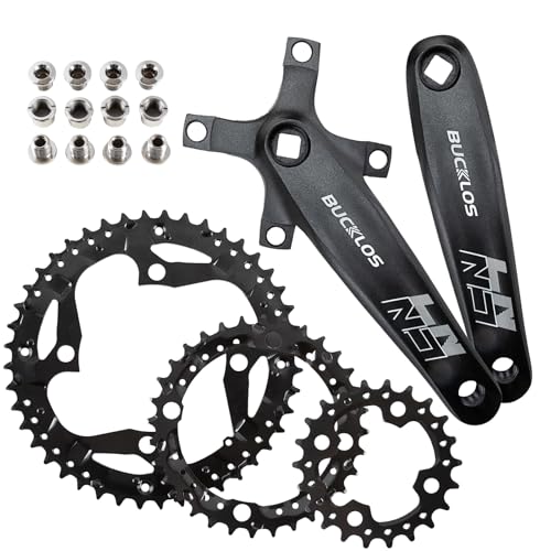 AEYINO 64/104 BCD Vierkant-Fahrradkurbelgarnitur Dreifach 3X Kurbelgarnitur Mountainbike MTB 170 mm Fahrradkurbelgarnituren mit 22/32/44T Kettenblattsatz für 9 Gänge
