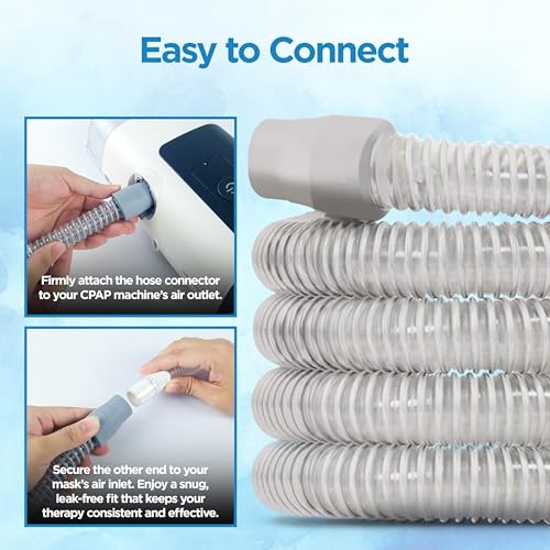 Image of resplabs CPAP Hose | Perfect Fit Replacement Tubing for All CPAP Machines | 6ft Standard 22mm, Gray (Pack of 2)