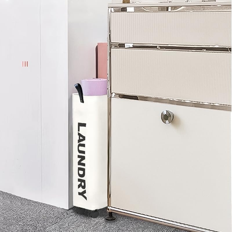 Miniatura 5 de NAUPITY - Cesta de lavandería delgada con ruedas de 24.4 pulgadas, plegable e impermeable, cesta de ropa independiente con asas de fácil transporte