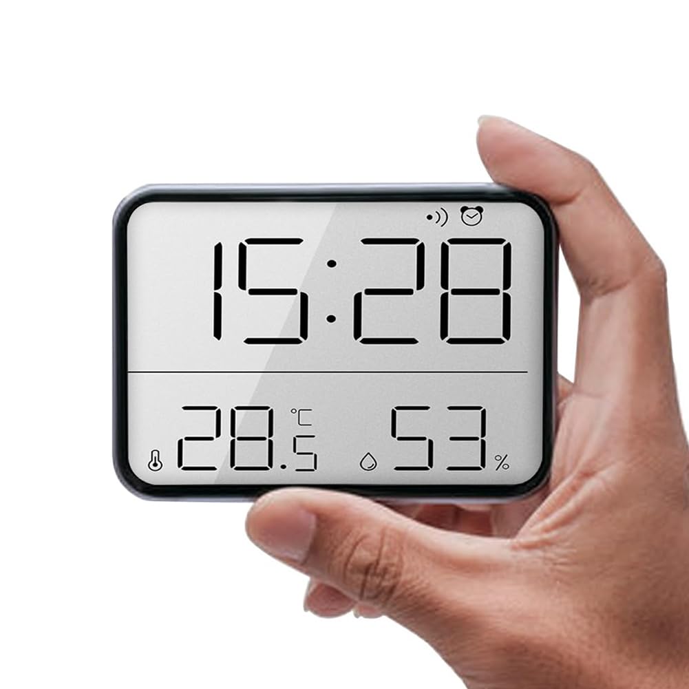 UDSKNV[KSL HD Screen Digital Alert Clock, with Indoor Temperature and Humidity Display, Battery Operated, Magnetic