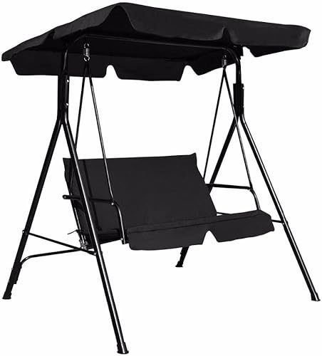 HOUKAI Toldo para patio, hamaca deslizante con marco de acero acolchado, banco de columpio, muebles de jardín (color C)