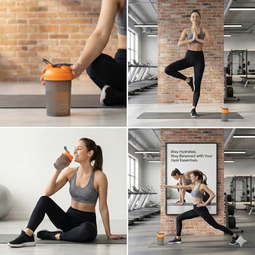 Image of Protein Shaker bottle| Mini Gym Shaker| Sports Bottle 300ML with Blender Ball (Orange)
