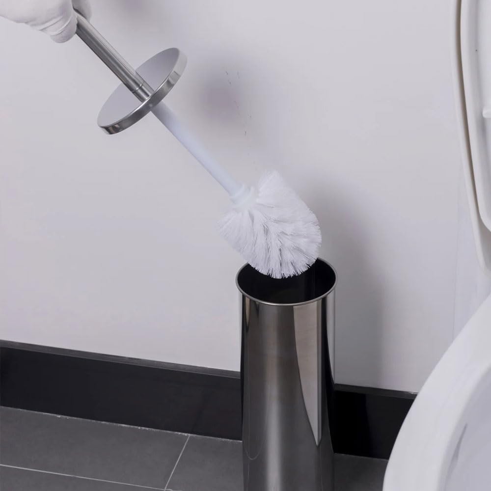 Cepillo para Inodoro Cepillo de baño Redondo Acero Inoxidable con Soporte for Pared