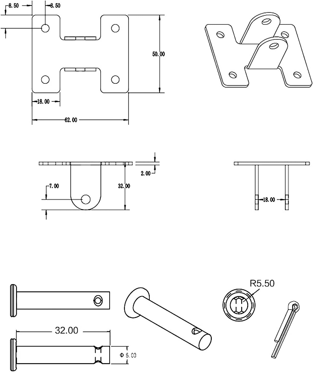 Motor Brackets for Electric Linear Actuator Mounting Brackets (1 Pair) #2