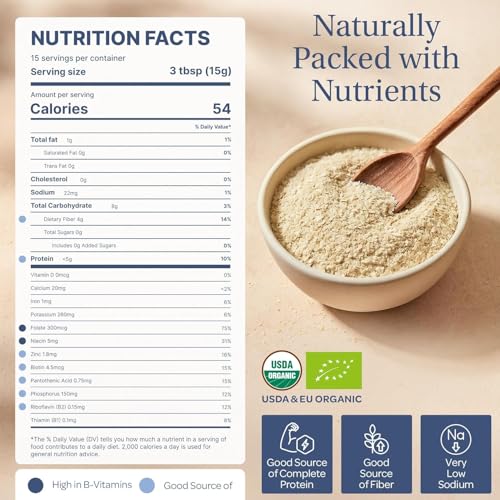 Image of LOOV Organic Non-Fortified Nutritional Yeast Flakes - Vegan, Gluten Free, Non-GMO Unfortified Nooch - Good Source of Natural B-Vitamins - No Added Salt or Sugar - Resealable Bag, 16 Ounces (454 Grams)