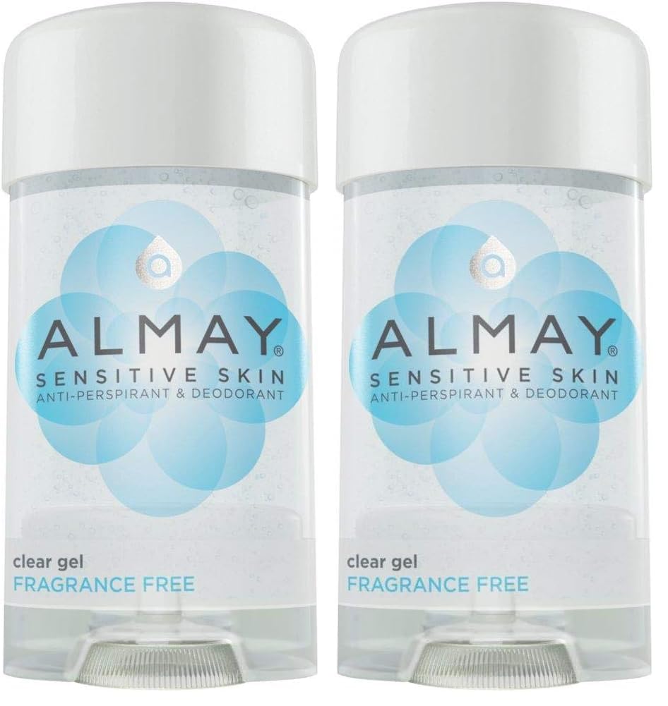 Almay Deodorant for Women, Gel Antiperspirant, Hypoallergenic, Dermatologist Tested for Sensitive Skin, Fragrance Free, 2.25 Oz (Pack of 2)