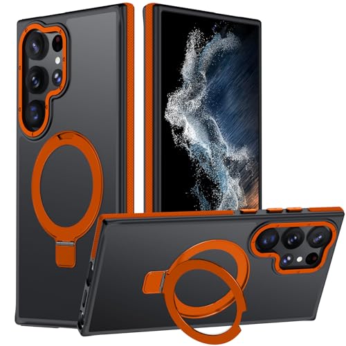 Mondelete for Samsung Galaxy S22 Ultra Case with Magnetic Ring Stand,Orange
