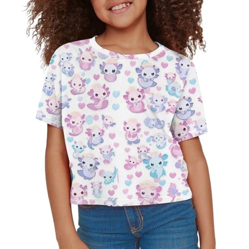Image of Kids T Shirt Short Sleeve Crop Tops for Girls Summer Clothes Pullover Tees Shirt 5-14
