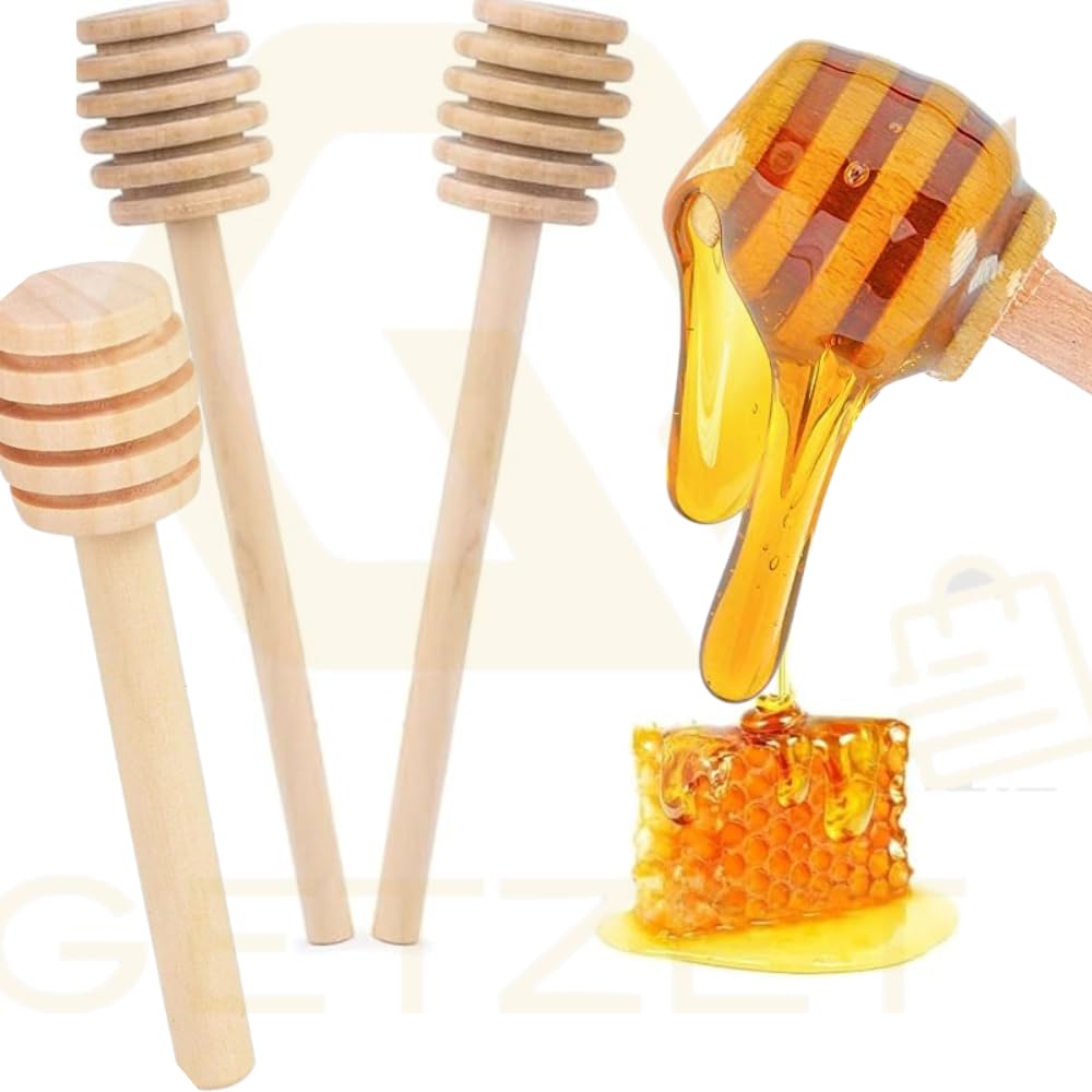 GETZET 6 pcs Honey Dipper Stick | Perfect for Honey Serving Mini 3 Inch Perfect for Wedding Shower Party Favors Wooden Server Jar Dispenser Spoon. 3