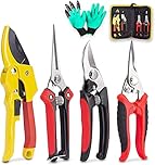 KOTTO Secateurs 4 Packs Garden Secateurs Set, Stainless Steel Sharp Pruner Secateurs, Professional Bypass Pruning Hand Tools Scissors Kit with Storage Bag