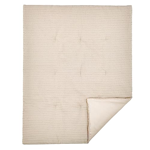 Image of Levtex Baby - Mills Waffle Crib Bed Set - Baby Nursery Set - Taupe - Taupe Textured Waffle - 4 Piece Set Includes Quilt, Fitted Sheet, Dust Ruffle and Rope Basket