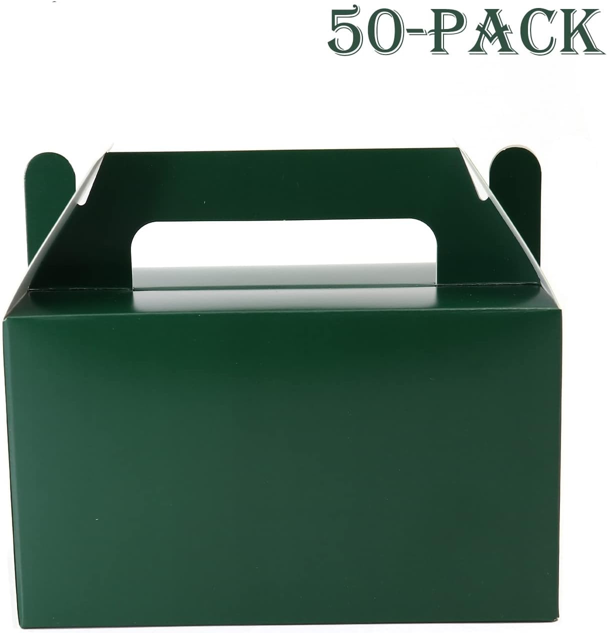 Oletx 50Pcs Dark Green Gable Gift Boxes, 5.9'' Small Party Favor Treat Box, Goodie Box, Cookie Candy Box for Christmas Happy Holiday Birthday Party, Classroom Activity and Any Fun Occasion Decoration