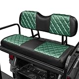 【Zweifarbiges Rautenmuster-Design】Dieser Golfwagen-Rücksitzbezug passt nicht nur perfekt zu Ihrem ursprünglichen Rücksitz, sondern verleiht Ihrer Fahrt auch einen unverwechselbaren, stilvollen und gehobenen Look. Das klassische Farbschema in Dunkelgrün und Schwarz bietet dezenten Luxus, während das Rautenmuster eine stilvolle Note verleiht, die Ihrem Golfwagen einen neuen Look verleiht.